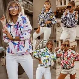 Women's Hoodies Sweatshirts Ladies hooded long-sleeved floral T-shirt casual new coat jacket 2021 autumn and winter pullover
