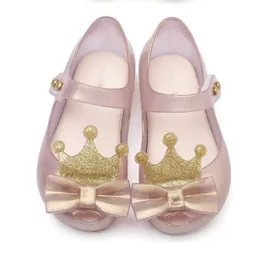 Sandali da bambina con fiocco a corona Scarpe da bocca di pesce per bambini carini Sandali da bambino per bambini Comode scarpe da principessa in gelatina per bambini