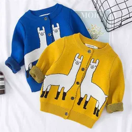 Autumn Winter Baby Boys Girls Alpaca Pattern Cardigan Coat Children Clothing Long Sleeve Knitted Kids 210521