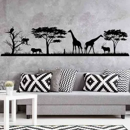 アフリカのサファリの壁デカールジャングルビニールのステッカーデカール家の装飾動物の壁ビニールデカール保育園の装飾部屋の装飾3117 210615