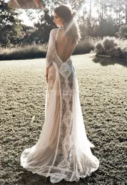 Boho Bohemian Full Lace Wedding Dress for Women 2021 Vestido Blanco Mujer Long Sleeve Brudklänningar Summer Country Backless239T