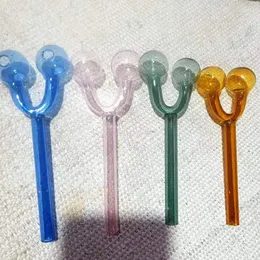 Dicke runde Farbe Glas Doppelschüssel Wasserpfeifen Banger Wasserpfeife Wasserbong Glaspfeifenspitzen Pyrex Brenner Rohre Werkzeuge Bar Raucherzubehör