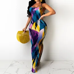 Aesthetic Graphics Printed Sling Maxi Dress Sexy Elegant Club Outfits Fashion Women Summer Pencil Dress Lounge Wear Clothes 210521