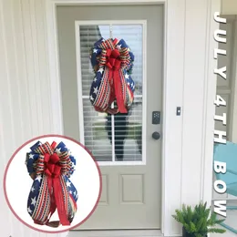 Flores decorativas grinaldas quarto de julho grinalda rústica Memorial Day patriótica EUA para decoração da janela da porta da frente