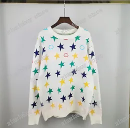 21SS Designers Sweaters Luxury Mens Womens Jacquard Färg Fem-spetsig Star Man Paris Fashion Tee Toppkvalitet Tees Street Långärmad Luxurys Gul