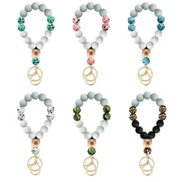 Portachiavi in silicone per chiavi Bracciale con perline di legno Portachiavi Accessori donna Portachiavi multicolori