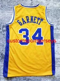 Erkek Kadın Gençlik Kevin Garnett Farragut Admirals Lisesi Basketbol Forması # 34 Sarı Erkekler Jersey XS-6XL