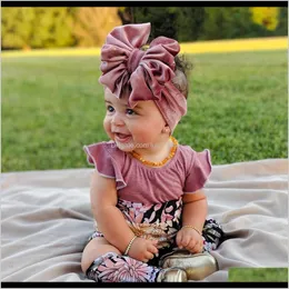 Moda 14 Kolory Big Bowknot Pałąk Baby Girl Opaski Bow Hair Band Children Kid Bawełna Turban Head Wrap Akcesoria do włosów NViba Wu4kn