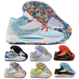 KD 14 Erkek Kadın Basketbol Ayakkabıları 14S Spor ayakkabıları Kevin Durants Lime Green Floral Essential Home Rüya Psychedelic Zoom 2021 Trainer