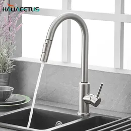 Küchenarmaturen Messing-Waschbecken-Ausziehhahn Kaltwasser Einhand-Einloch-Küchenmischbatterie Zwei Wasserauslassmodi 210719