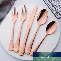 Flatware Sets 5 Pcs/Set Set Rose Gold Stainless Steel Luxury Spoon Knife Fork Tableware Home Restaurant Dinnerware Wholesale Factory price expert design Quality