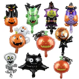 50 pcs Mini Balões de Halloween Balões Decorações de Halloween Bastão Abóbora Abóbora Fantasma Crânio Ballon Bruxas Crianças Brinquedos Air Balões 211216