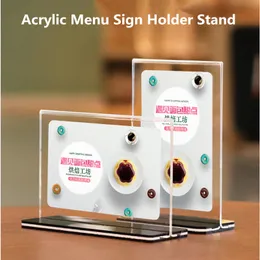 Espositore per schede di supporto per menu da tavolo in plastica trasparente A6, supporto per cartello in acrilico con cornice per foto verticale