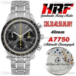 HRF Racing Master ETA A7750 Automatic Chronograph Mens Watch Grey Dial Black DubTial Stainless Steel Bracelet Super Edition 326.30.40.50.06.001 Puretime HR02A1