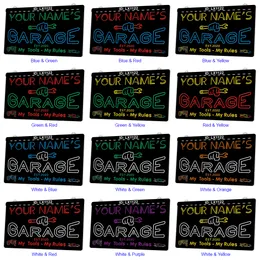 LX1122 Your Names Garage My Tools Rules Light Sign Dual Color 3D Engraving