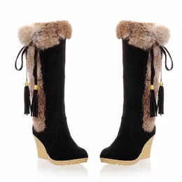 Wedge Boots Australia Women's Shoes Platform Plush Winter Footwear Booties Ladies Sexy Thigh High Heels 211105 GAI GAI GAI