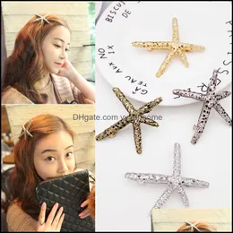 Fermagli per capelli Barrettes Gioielli Corea Est Design Metallo squisito Super Star Starfish Pins Accessori per capelli Fashion Drop Delivery 2021 Ym1