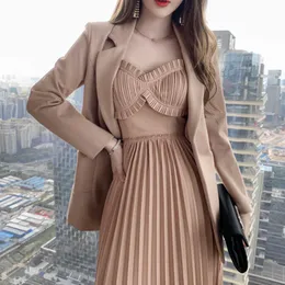 new arrival fashion women casual england style long sleeve khaki blazer work style temperament simple wild trend blazer X0721