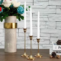 3 sztuk / zestaw Proste chwile Retro Bronze świecy Posiadacze Wedding Party Vintage Metal Candlestick Home Decor Christmas Candle Holders 210722