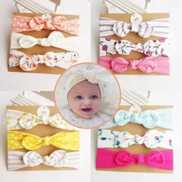 3pcs kit bomulls kanin öra turban båge elastiska hårband tjejer hår tillbehör prinsessan jul dag gåvor baby huvudband