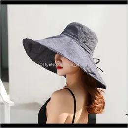 모자 모자, 스카프 장갑 패션 Aessoriessummer Wide Brim Fisherman Hat Women Sun Protection Sunshade Bucket Fisher Cap 레이디 여행 비치