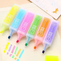 Highlighters 1 PC Kawaii Kolor Atrament Długopis Marker Pens Highlighter Malarstwo Uczeń Graffiti School Supplies Nauka Papiernicze SL1174