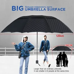 120CM Nichtautomatische Doppelschicht Großer Regenschirm Regen Frauen 3Folding Winddicht Große Reise Business Regenschirme Männer Famliy Sonnenschirm 210320