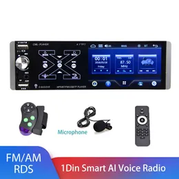 1din 4.1 '' Car Radio Smart AI Voice Support Dual USB FM Am RDS bak MIC Input Subwoofer Output för Universal MP5 Player