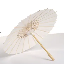 Vit Bamboo Paper Paraplyer Manuell Hantverk Oljade papper Paraply DIY Creative Blank Målning Brud Bröllop Parasol RRF14161
