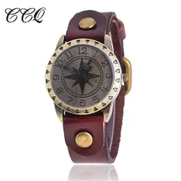 Orologi da polso CCQ Brand Vintage Bracciale in pelle di mucca Star Watch Casual Luxury Women Orologio da polso al quarzo Relogio Feminino 1309