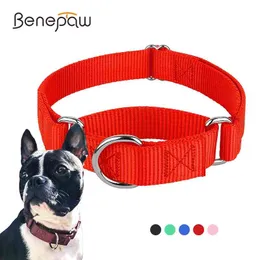 Benepaw Sturdy Martingale Nylon Hundkrage Justerbar Mjukt Bekväm Puppy Pet Collar För Små Stora Hundar Traning Control 210712