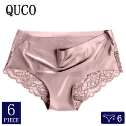 6 adet / grup QUCO Marka Seksi Külot Dikişsiz Pamuk Külot Külot Seksi Iç Çamaşırı Elastik Lingerie Kadın Iç Çamaşırı Kadın 211021
