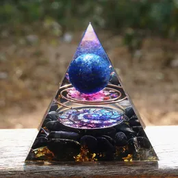 Orgonite Pyramid 60mm Amethyst Crystal Sphere With Obsidian Natural Cristal Stone Orgone Energy Healing Reiki Chakra Multiplier 210318