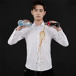 Browon marca homens camisa negócio material hidrofóbico manga comprida anti-incrustante Slim Fit tamanho grande 5xl 210626