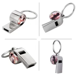 Multipurpose DIY Keychain Favor Emergency Whistle Keyring Zinc Alloy Sublimation Survival Whistles Outdoors Portable Sports Supplies Mini Bag Luggage Ornaments