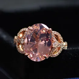 Klusterringar 100% 925 Sterling Silver Natursten Ring Romantisk 10ct Morganite Diamond Bröllopsfest för kvinnor Solida fina smycken