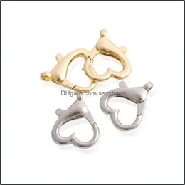 Clasps & Hooks Jewelry Findings Components 10Pcs/Lot Alloy Heart Shape Lobster Clasp Key Chain Split For Diy Making Necklace Bracelet Connec