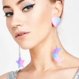 Stadnina 2021 Cute Flame Candy akrylowe kolczyki długie miłość Big Double Heart Moon Star Women Pendientes Boucle d'Oreille femme