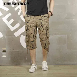 Camo Herren Geerntete Hosen Sommer Mehrere Taschen Reine Baumwolle Strand Hosen Männlichen Casual Kalb Länge Hose Männer Oversize Hosen AF109 H1223