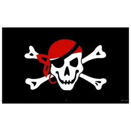newfactory direct 100% Polyester 90*150cm Jolly Goger Flags and Banners Skull Bone Red Bandanna Skull Crossbones Pirate Flag EWD5725