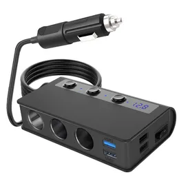 Adaptador para isqueiro de cigarro, 180w, carregador de carro, 12v, 24v, 3 soquetes, divisor de tomada de energia dc com 3 portas usb, 1 tipo-c port306q