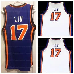 Anpassad basket Jersey College NY Retro #17 Jeremy Linsanity Lin Jerseys Throwback White Blue Mesh Stitched Size S-4XL Top Quality