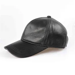 Prawdziwy baseball czapka mężczyźni czarny kapelusz skótowy snapback mężczyzna regulowany jesień zima prawdziwe skórzane szczytowe kapelusze