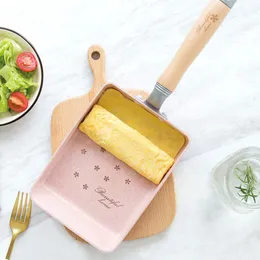 Pans Non Stick Frying Pan Japanese Tamagoyaki Omelettes Aluminum Alloy Egg Pancake Maker Pink Sakura Pattern Kitchen Cookware