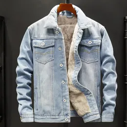 Men's Jackets Winter High Street Mens Denim Jacket Casual Male Fleece Thick Warm Cotton Padded Jean Coats Black Blue Cowboy Plus Size M-8XL Clothes 4xl x0913 x0913