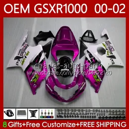 Carrozzeria OEM per SUZUKI K2 GSX R1000 GSXR 1000 CC 2001 2002 2002 Corpo 62No.110 GSXR1000 GSX-R1000 Pink Rose 01-02 1000CC GSXR-1000 00 01 02 Kit carenatura per stampi ad iniezione