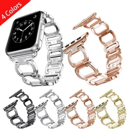 Diamond Smart Straps do Apple Watch Ultra 49mm Band 8 41 mm 45 mm 42mm 44 mm 38 mm 40 mm metalowy pasek ze stali nierdzewnej Women Damband IWatch Series 7 6 SE 5 4 3