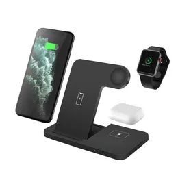 Dock station di ricarica wireless pieghevole 3 in 1 Qi Supporto per caricabatterie rapido da 15 W per Apple Watch 6 5 4 2 AirPods Pro iPhone 12 11 XS XR X 8 Caricabatterie per Samsung S10 Note 10