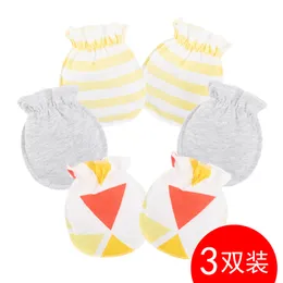 3Pairs Fashion Baby Anti Scratching Gloves Nyfödd skydd Face Cotton Scratch Mittens 2516 Q2