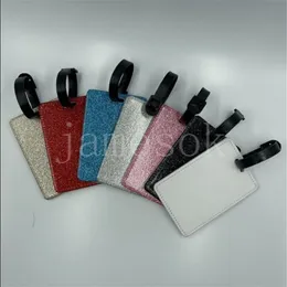 Party Favor transfer luggage tags creative Pu luggages blank consignment tag DIY custom portable back is white db931